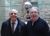 Adolfo Elizaincín y Miguel Ángel Garrido Gallardo en la Fundación Pizarro
